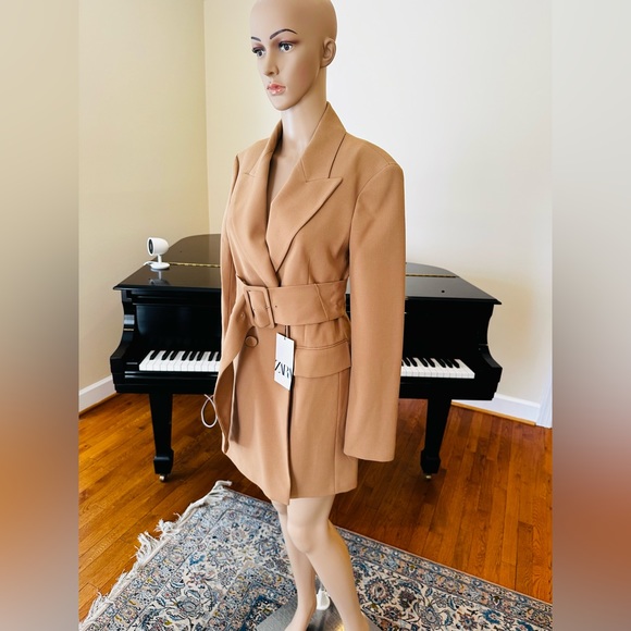 NWT Blogger’s Favorite Luxury Minimalist Zara Double Breasted Camel Coat/Dress - Picture 15 of 17